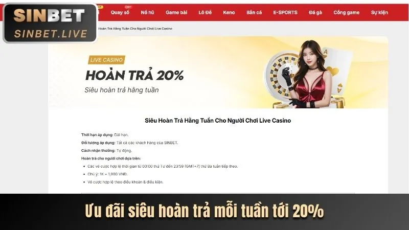 Thưởng nạp lại Casino HB888